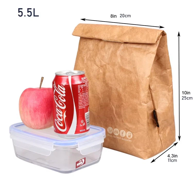 Custom kraft paper insulated lunch bags for wholesale food packaging and outdoor picnic use Custom kraft paper insulated lunch bags for wholesale food packaging and outdoor picnic use